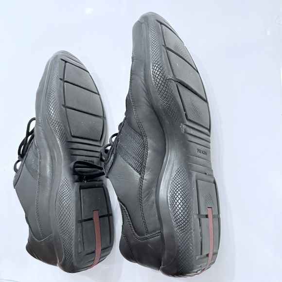 Prada Men's Black Leather Sneakers - Picture 7 of 7